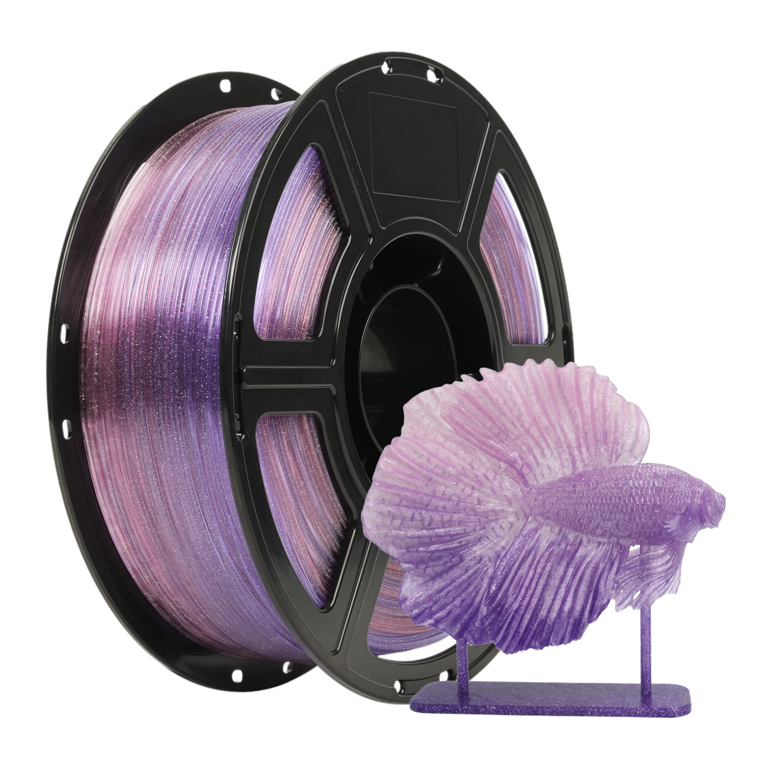 Front. Flashforge - PLA Crystal Rainbow 3D Printer Filament-1.75mm-1kg (2.2 lbs) Spool - Pink Dolphin.