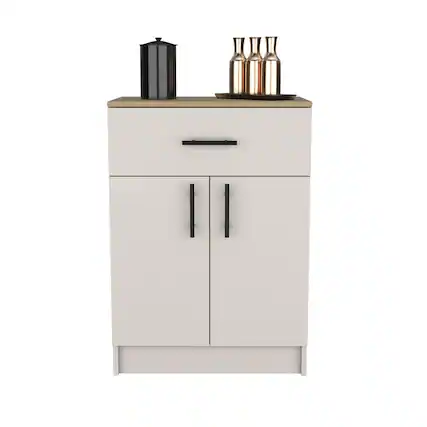 Front. Depot Eshop - Pantry Cabinet 1 Drawer 2 Interior Shelves 2 Doors Engineered Wood - Beige.
