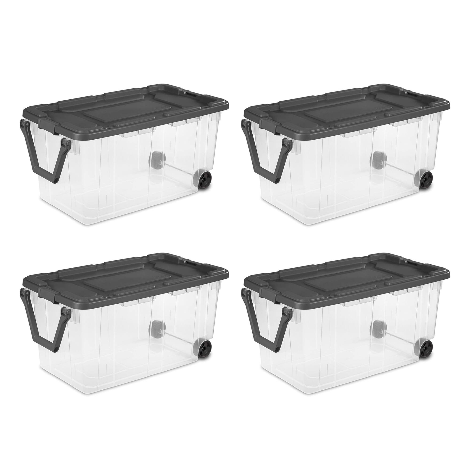 Alt View 3. Sterilite - Sterilite 160 Qt Latching Stackable Wheeled Storage Box Container w/ Lid, 4 Pack.
