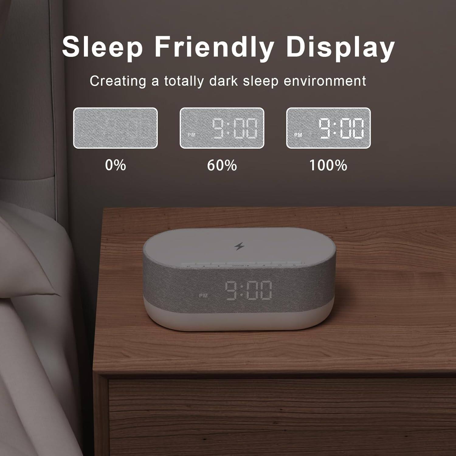 Sleep Friendly Display  
Creating a totally dark sleep environment  

0% 60% 100%  
9:00 PM 9:00 PM