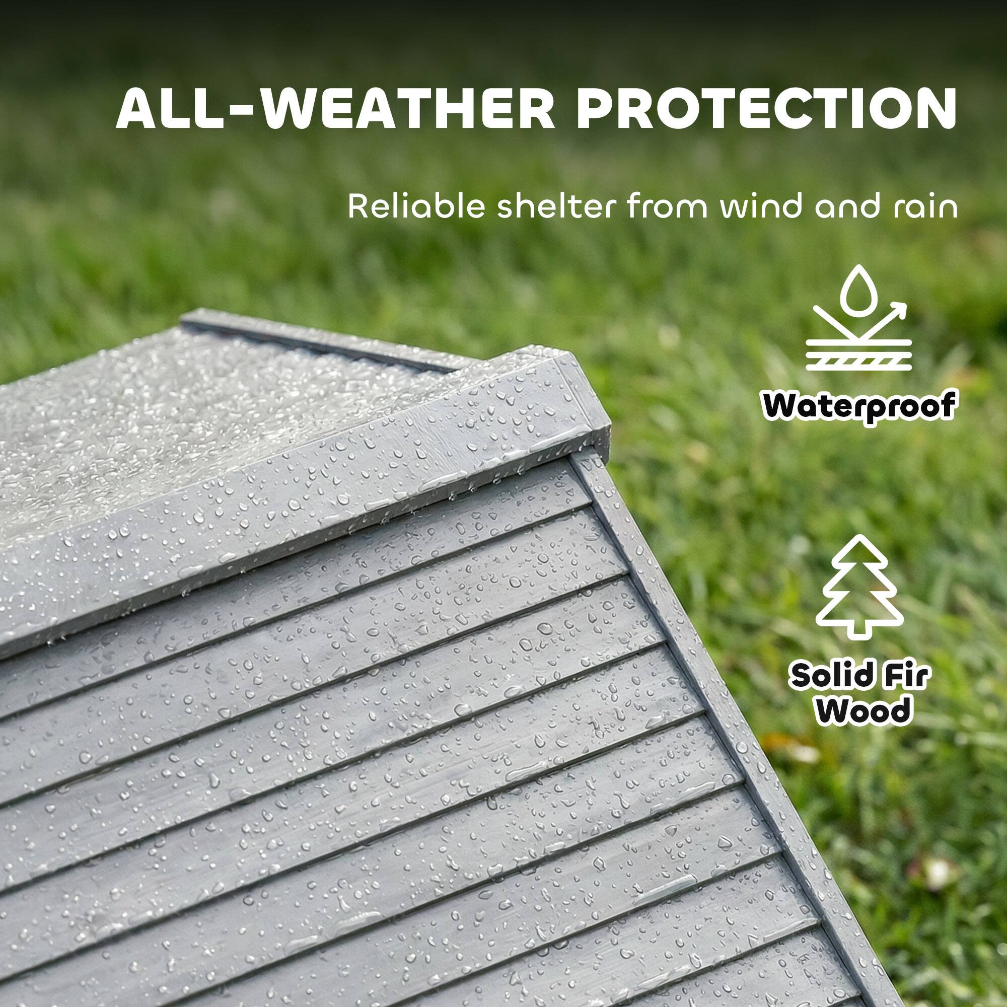 ALL-WEATHER PROTECTION  
Reliable shelter from wind and rain  
Waterproof  
Solid Fir Wood