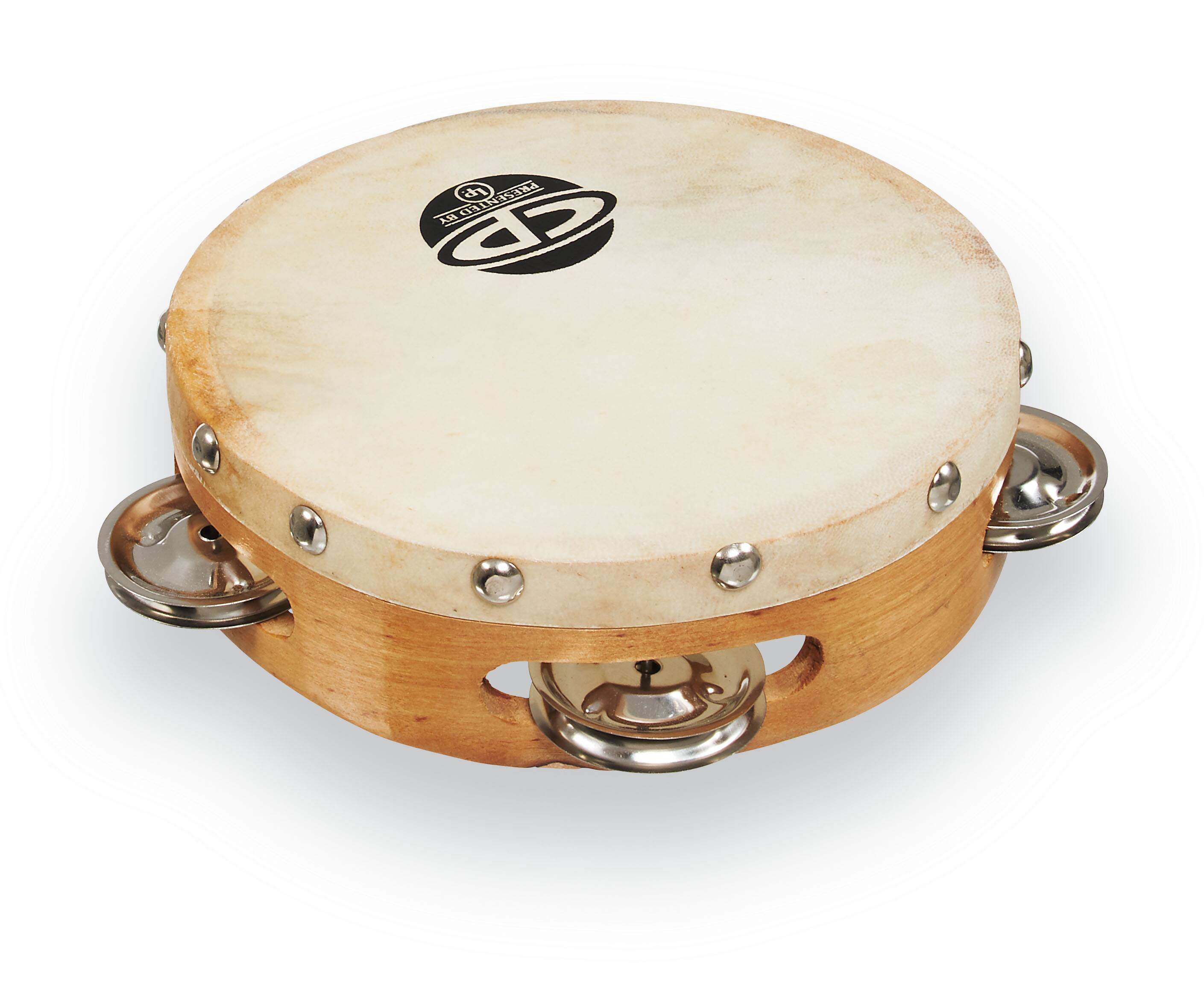Angle. Latin Percussion - CP Single Row Head Tambourine Steel, 6".
