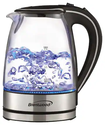 Angle. Brentwood - 1.7L Electric Kettle - Silver/Black.