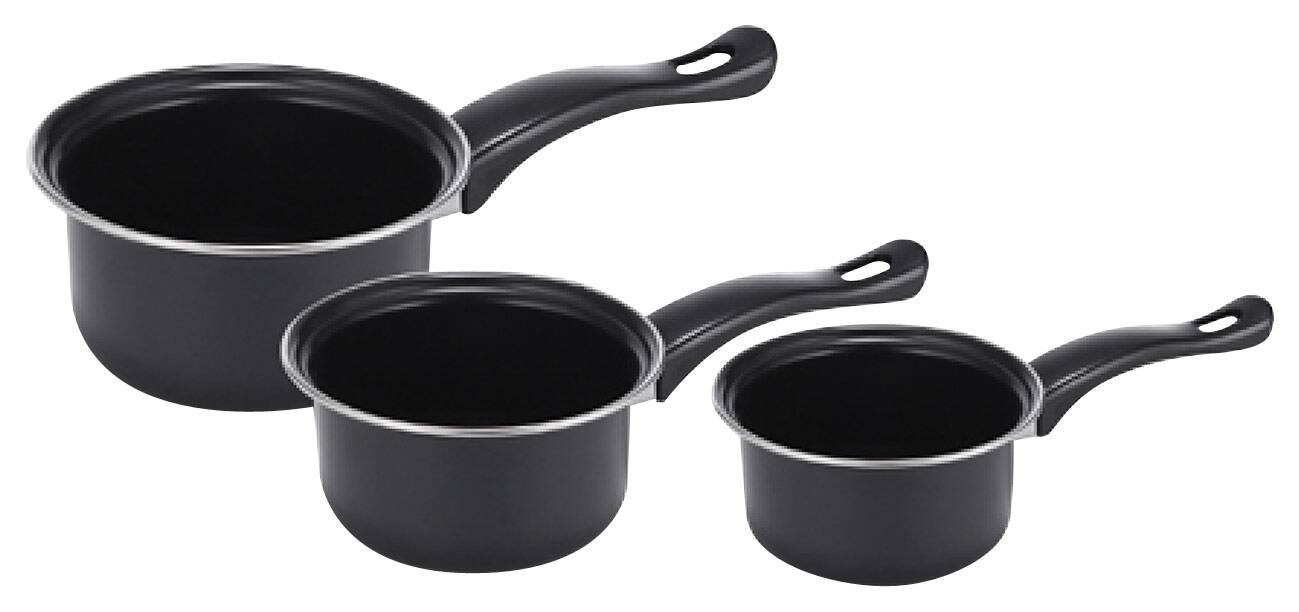 Angle. Brentwood - 3-Piece Saucepan Set - Black.
