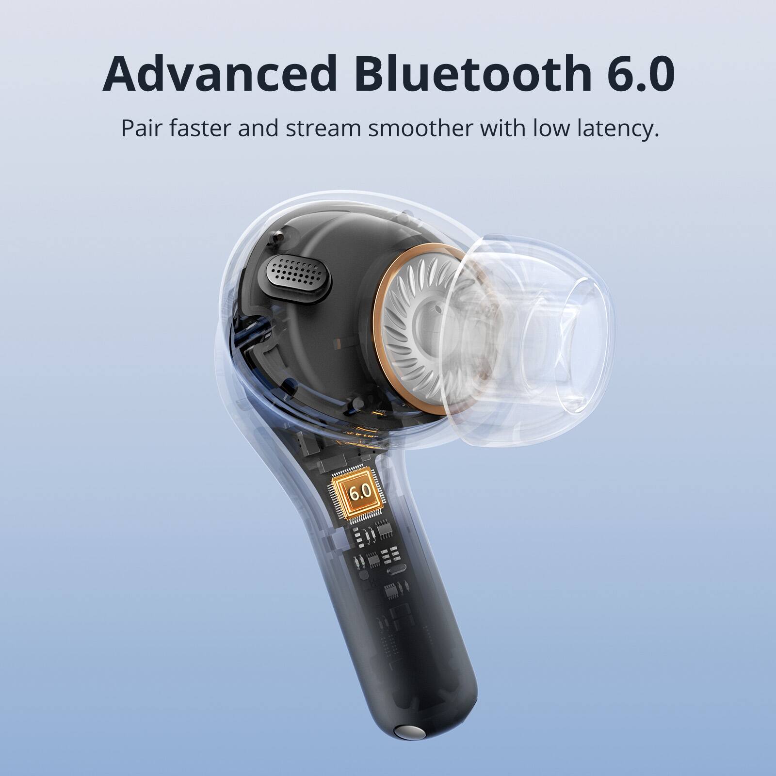 Advanced Bluetooth 6.0  
Pair faster and stream smoother with low latency.