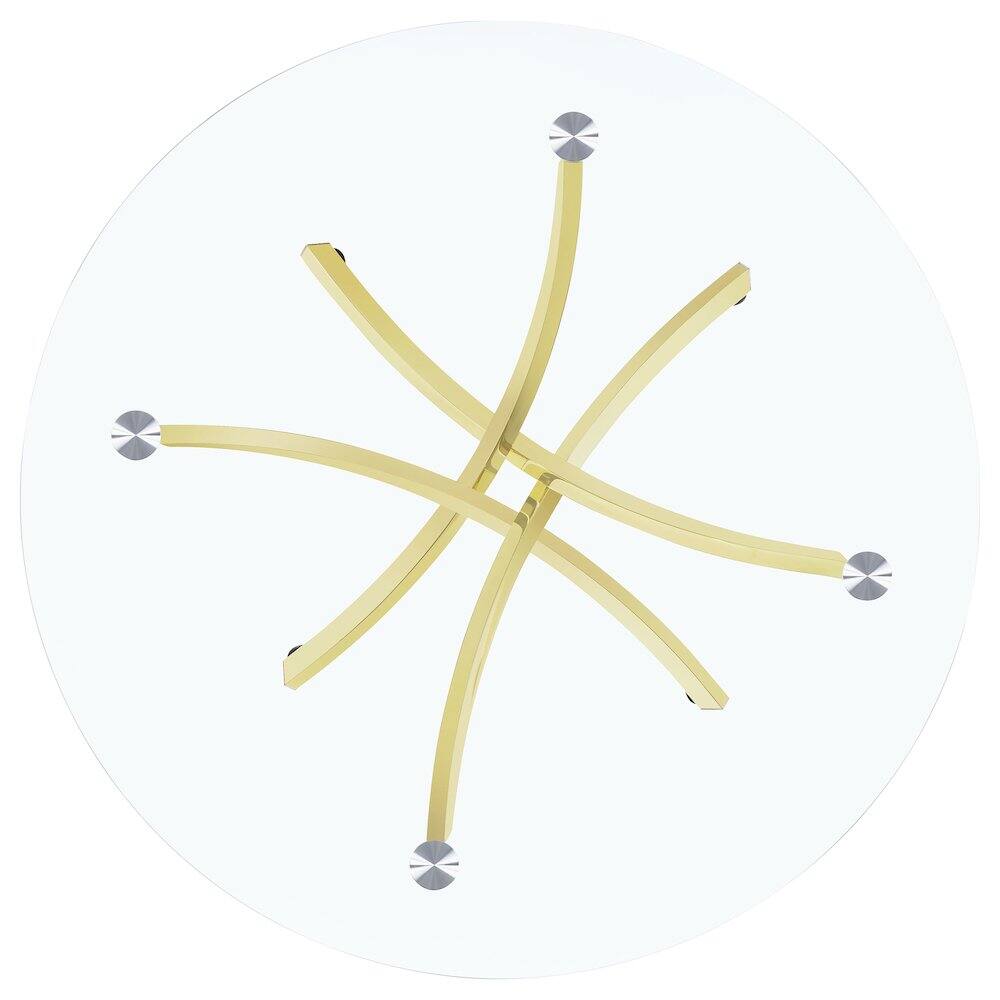 Alt View 2. Coaster Co. of America - Beckham Round 46-inch Glass Top Dining Table Brass - Gold.