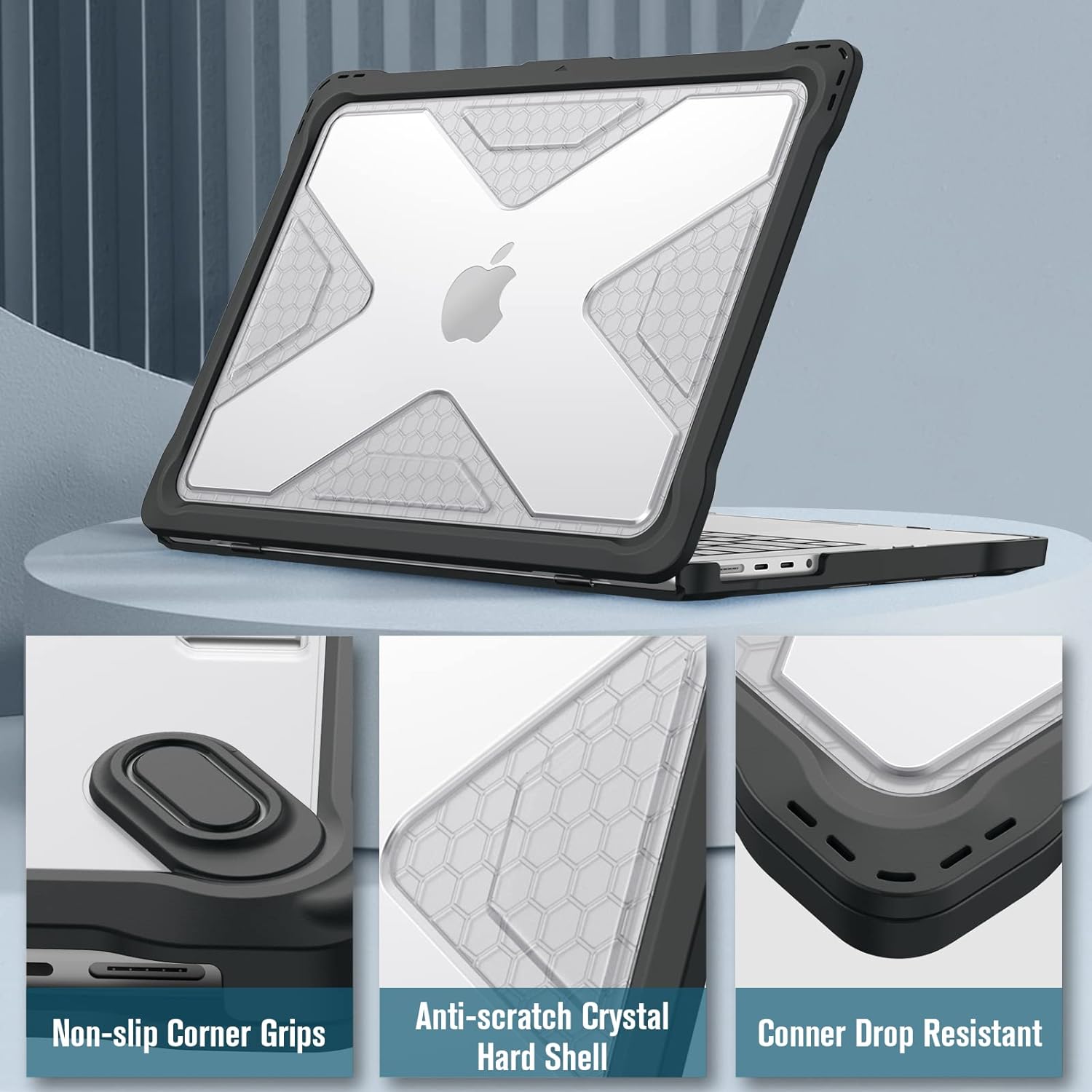 Non-slip Corner Grips  
Anti-scratch Crystal Hard Shell  
Corner Drop Resistant