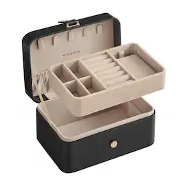 Songmics Home - 2-Layer Travel Jewellery Case in Ink - Black