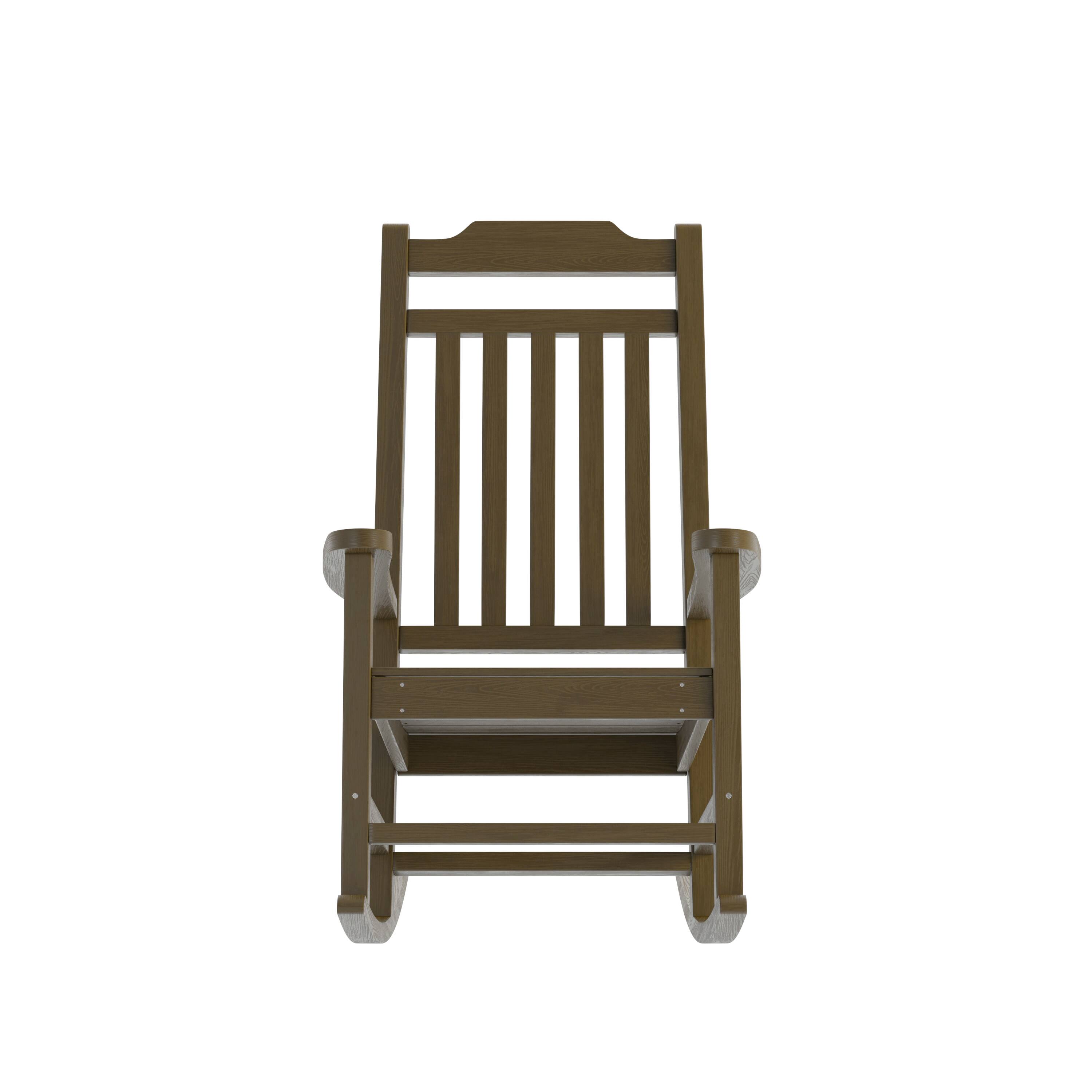 Alt View 9. Emma + Oliver - All-Weather Poly Resin Wood Rocking Chair - Patio and Backyard Furniture - Mahogany.