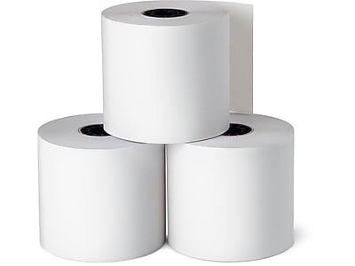 Front. Staples -  Bond Cash Register/POS Rolls, 2 1/4" x 130', 100/Carton  - White.
