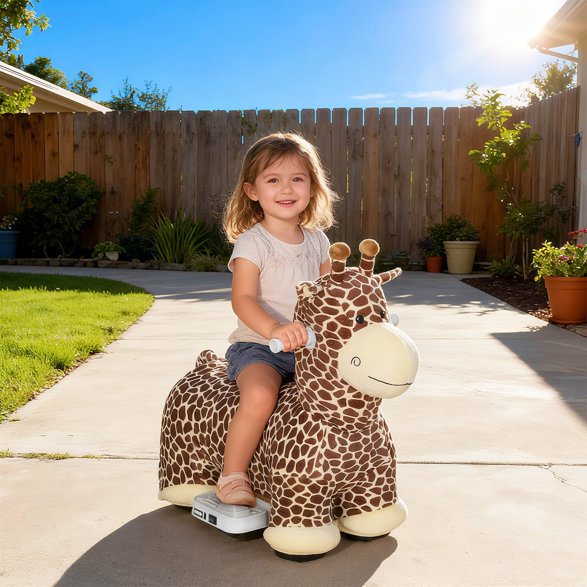 Alt View 1. Qaba - Electric Ride On Giraffe, 6V Battery Powered Ride On Toy with Washable Cover - Brown.