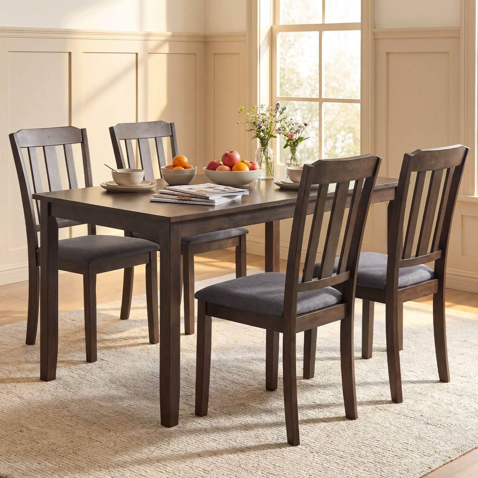 Alt View 5. Costway - Costway Dining Chairs Set of 4 with Comfortable Backrest & Padded Seat for Living Room - Brown & Gray.
