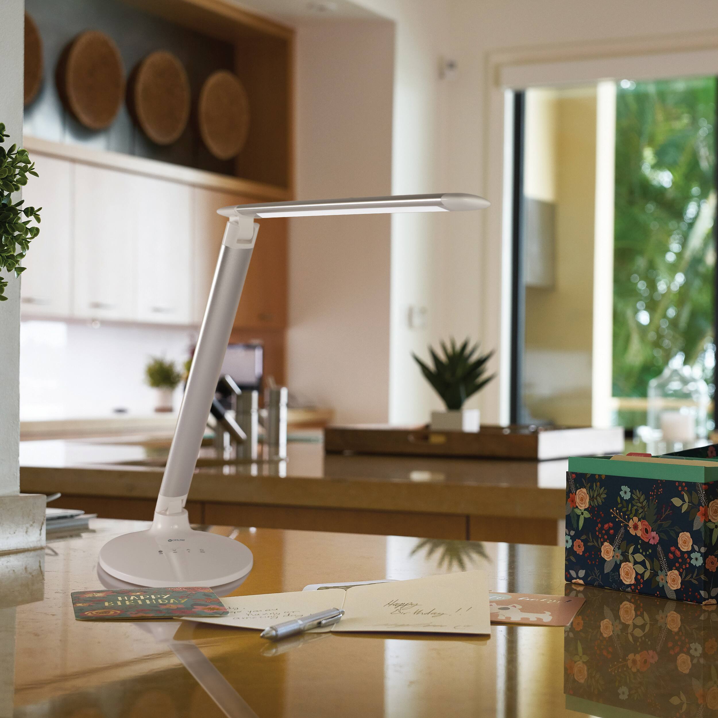 Alt View 16. OttLite - Command LED Desk Lamp with Amazon Alexa and Google Home Voice Assistant - Silver.
