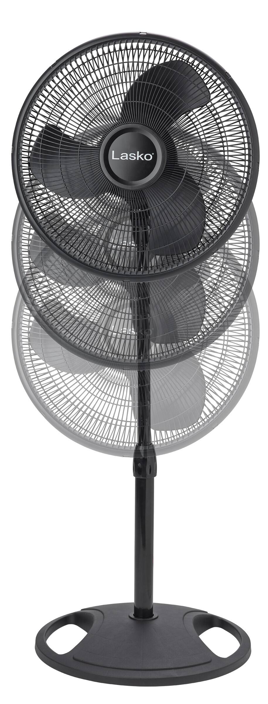 Alt View 8. Lasko - Lasko 16" 3-Speed Adjustable Tilting Oscillating Standing Pedestal Fan, Black - Black Basic.