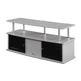 FurniFact - TV Stand with 3 Cabinets and Shelf for 55-Inch TVs - Gray