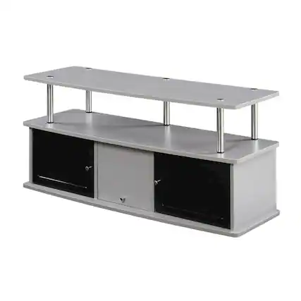 Front. FurniFact - Gray TV Stand with 3 Cabinets and Shelf for 55-Inch TVs - Gray.