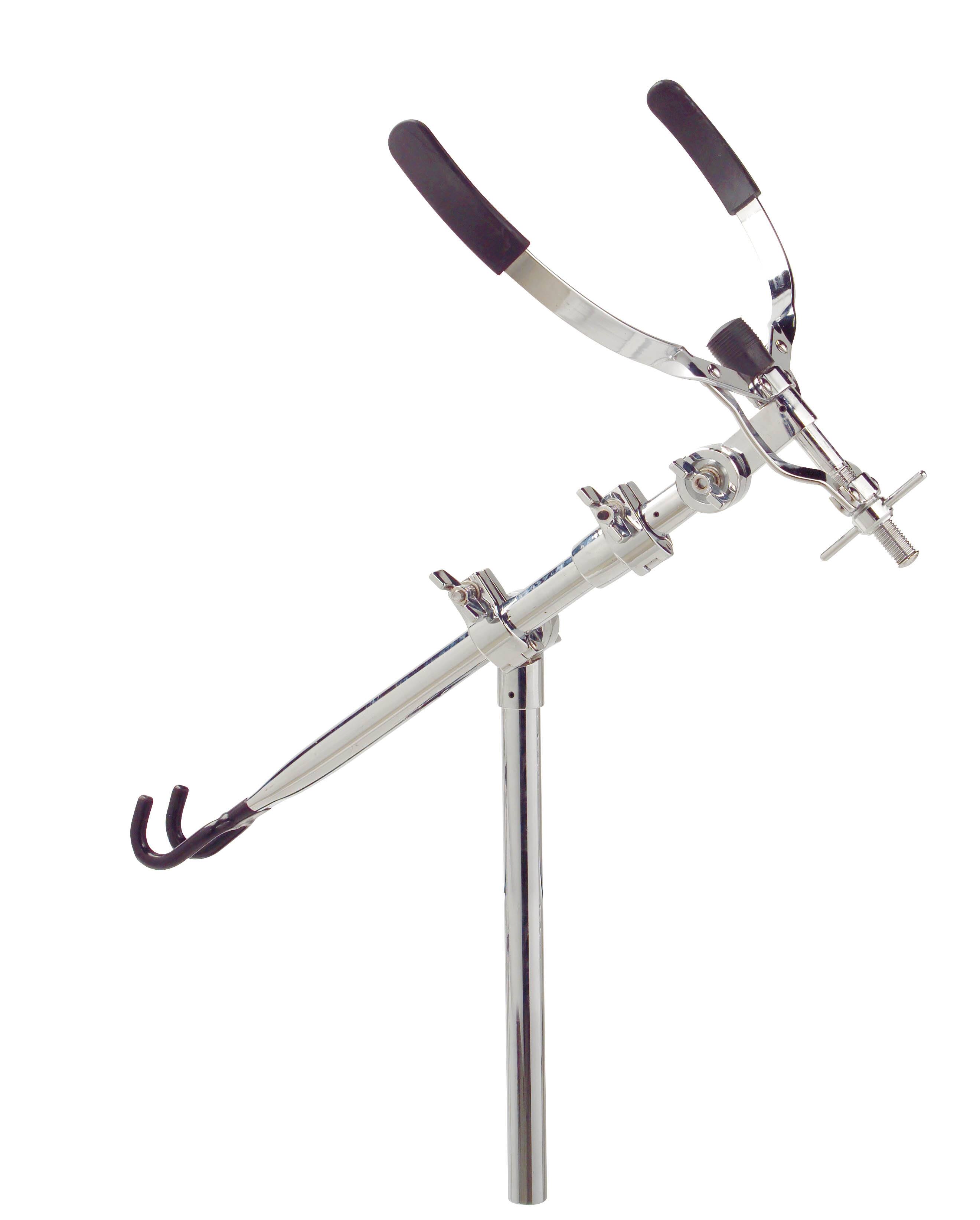 Front. Gibraltar Hardware - Pro Djembe Stand Top Section and Mounting Arm, with Adjustable Percussion Mount for Standing Djembe Performance.