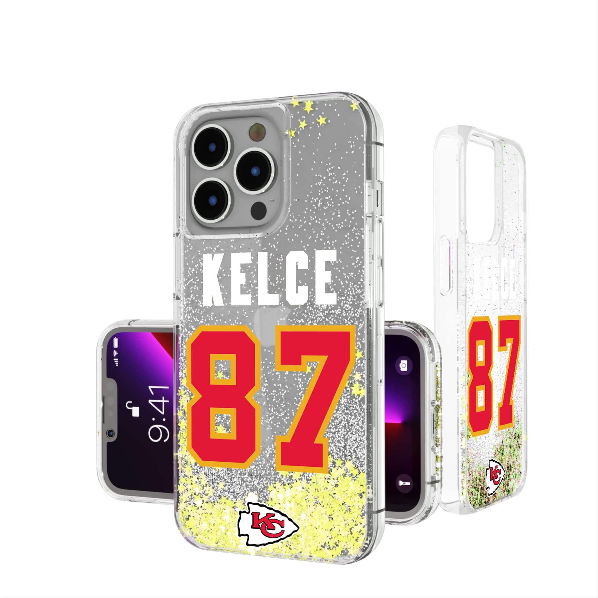 Keyscaper - Travis Kelce Kansas City Chiefs iPhone Glitter Phone Case - 14 Pro - Multicolor