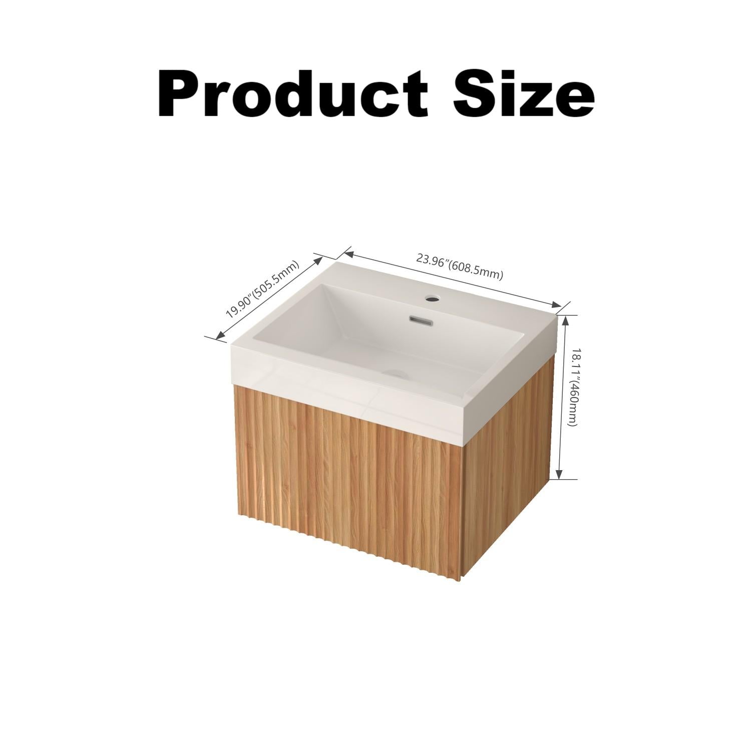 Product Size

19.90" (505.5mm)  
23.96" (608.5mm)  
18.11" (460mm)