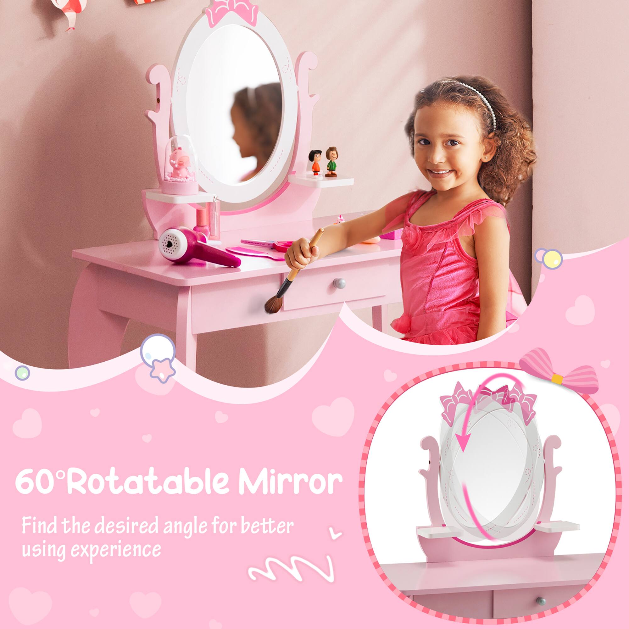 60° Rotatable Mirror
Find the desired angle for better using experience