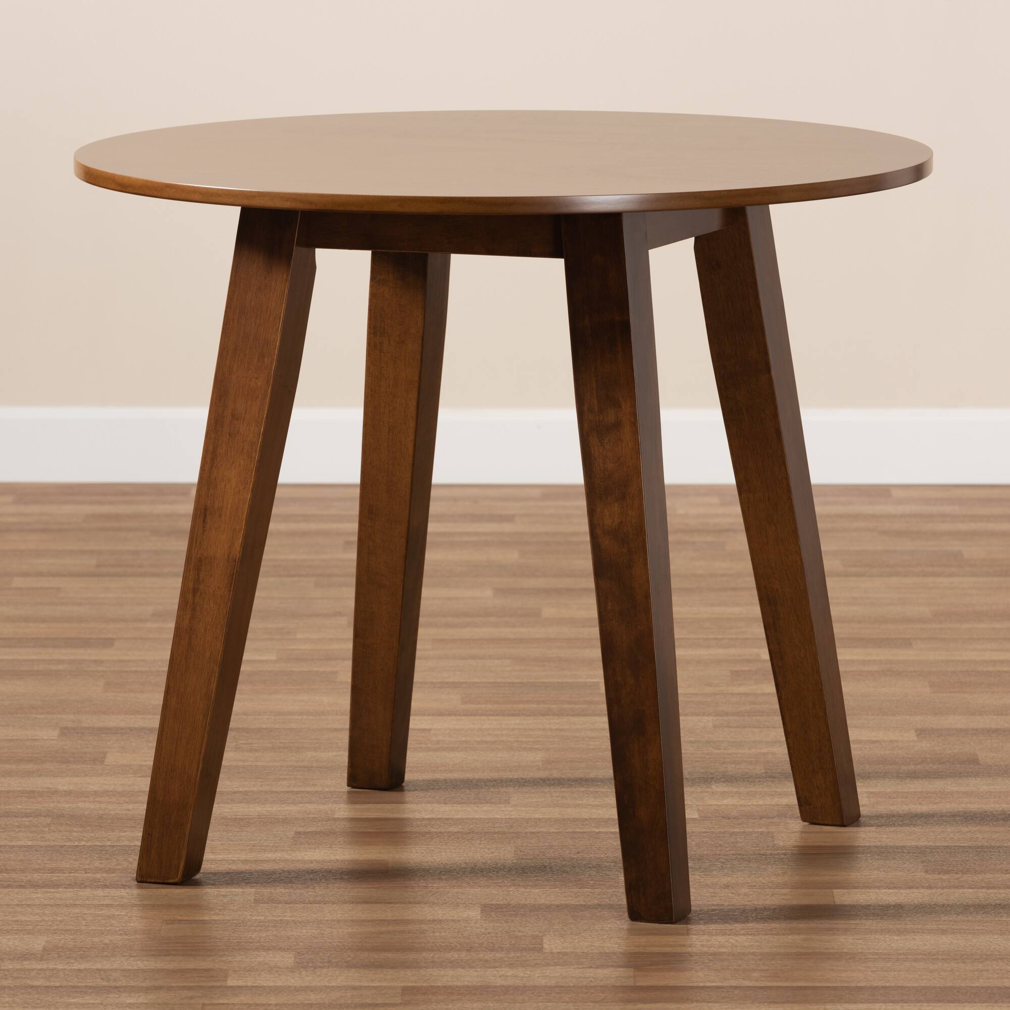 Alt View 2. Baxton Studio - Ela Modern and Contemporary Finished 35-Inch-Wide Round Wood Dining Table - Walnut.
