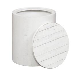 Liberty Furniture Industries - Modern Farmhouse Drum End Table in Flea Market w/ Heavy Distressing - White