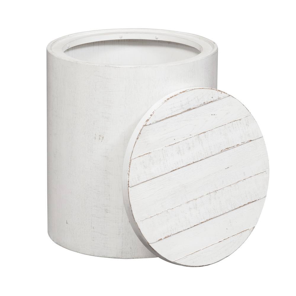 Front. Liberty Furniture Industries - Modern Farmhouse Drum End Table in Flea Market White w/ Heavy Distressing - White.