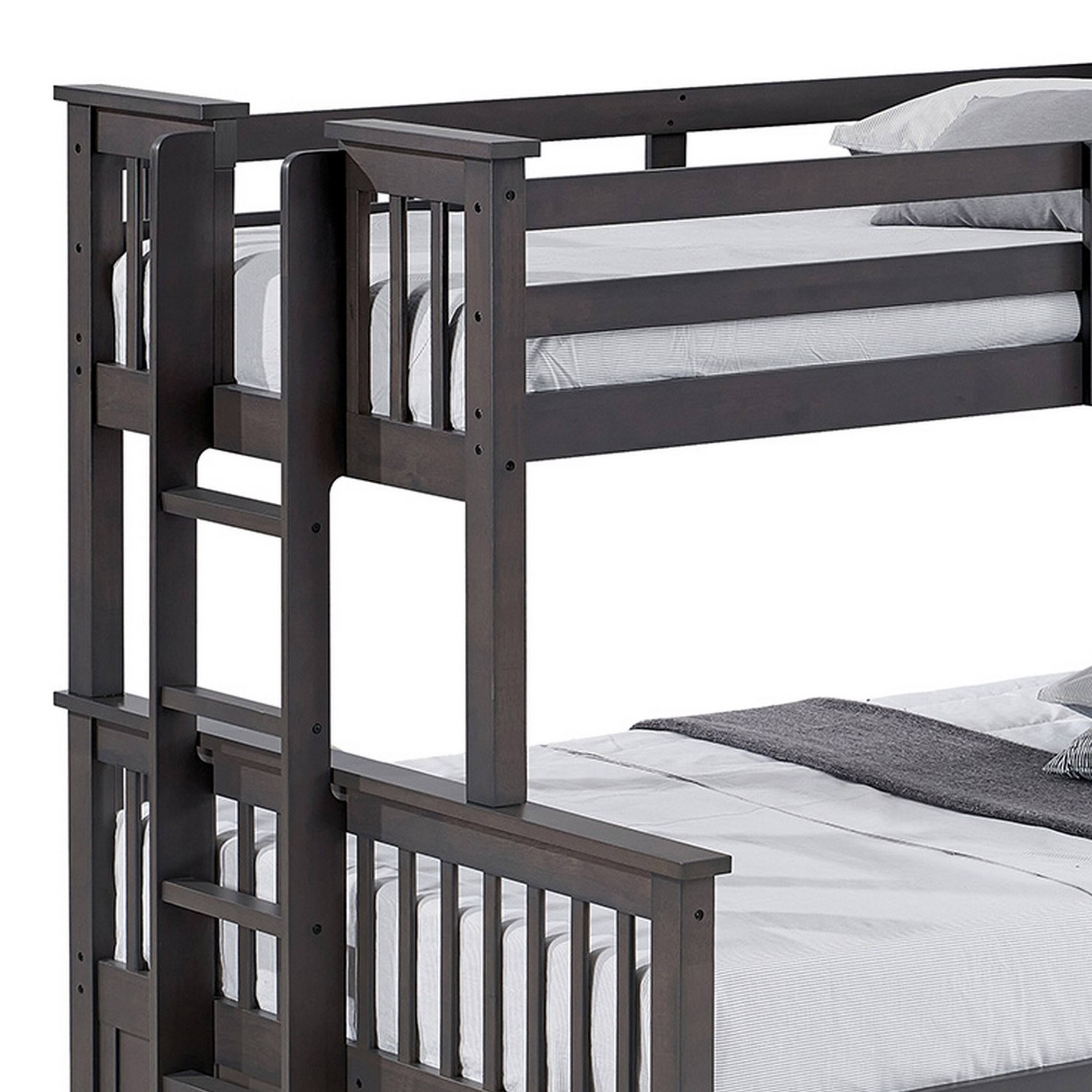 Alt View 1. Manhattan Lane - Veran Twin Over Full Bunk Bed, Trundle and 3 Drawers, Dark Gray Solid Wood - Stain Gray.
