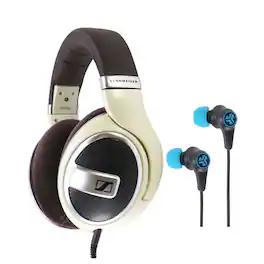 Sennheiser - Open-Back Over-Ear Headphones (Matte Ivory) HD-599 and Gaming Earbuds - Black