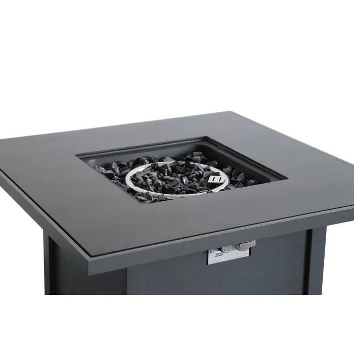 Alt View 1. Mondawe - 30" Powdercoated Metal Fire Pit with Smoked Glass Top - Grey.