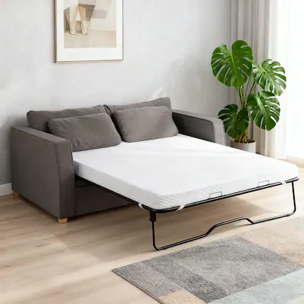 Front. Vipbear - 4" Queen Size Cool Gel Memory Foam Sofa Bed Mattress Replacement – Fiberglass-Free, Washable Cover Mattress Topper - White.