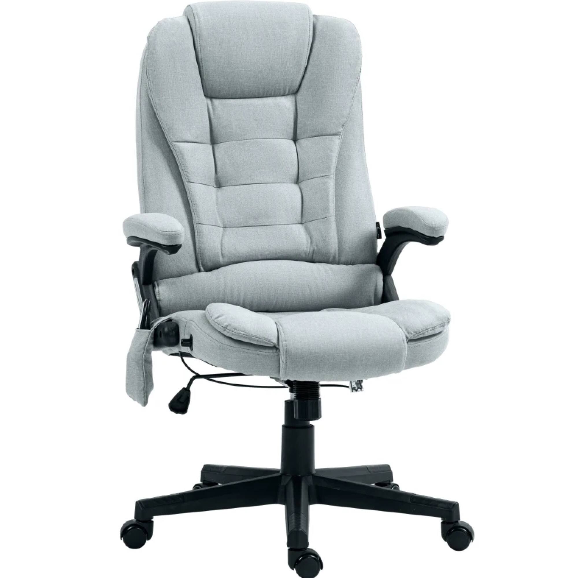 Angle. GOODSILO - High-Back Executive Massage Chair with Vibrating Motors and Retractable Footrest for Office and Home Use - Light Gray.