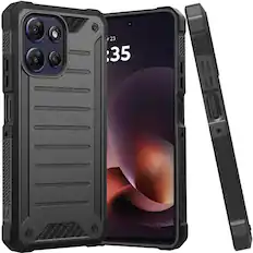 Front. Kitcheniva - Shockproof Protective Case For Moto G Power 2025 2026 With Tempered Glass Black - Black.