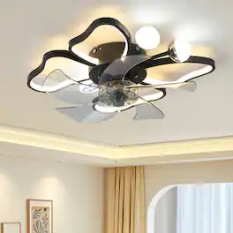 TinyHomie - 197 Inch Light Ceiling Fan with Lights Remote Control Modern Butterfly Design Styling Black Fan for Bedroom Living Room