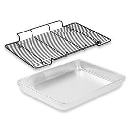 Baker's Secret - Non-Toxic Large Roasting Pan 18" with Rack, Roaster 100% Recycled Aluminum - Silver