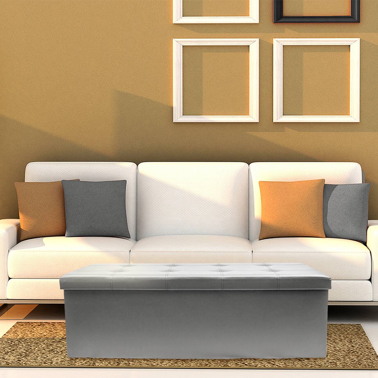 Alt View 2. Sorbus - Sorbus Folding Storage Ottoman Bench Chest, Leather Ottoman with Storage- 43 inch Long Hold up 700lbs - Gray.