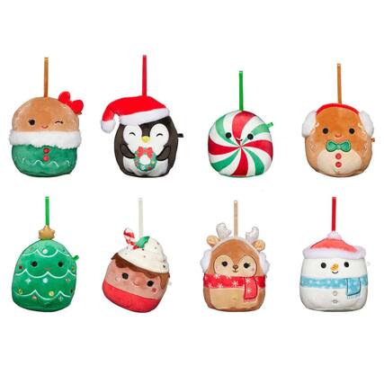 Front. Kellytoy - Squishmallow 4 Inch Plush Ornaments 8 Pack | Holiday - Red.