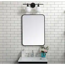 Elegant Decor - Soft corner metal rectangular mirror 22x30 inch - Black