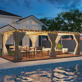 U-HOMY - 12'x24' Louvered Pergola with Adjustable Roof – Outdoor Hardtop Gazebo for Decks, Gardens & Backyards - Wood