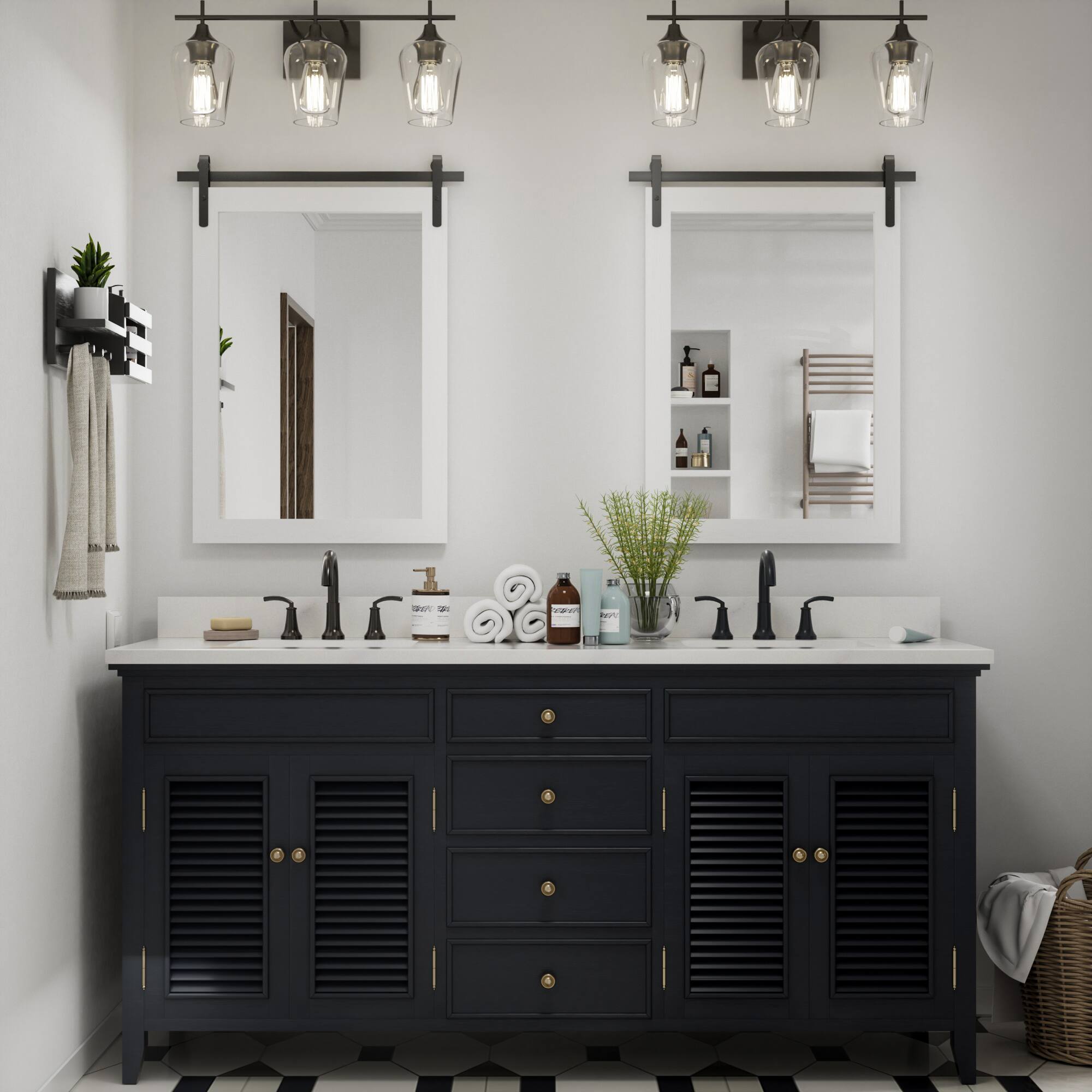 Alt View 2. PAIHOME - Rectangular Wall Mirror Waterproof Wood Frame Bathroom Mirror Modern Farmhouse Style Bedroom Living Room Decor - White - 22"x30".