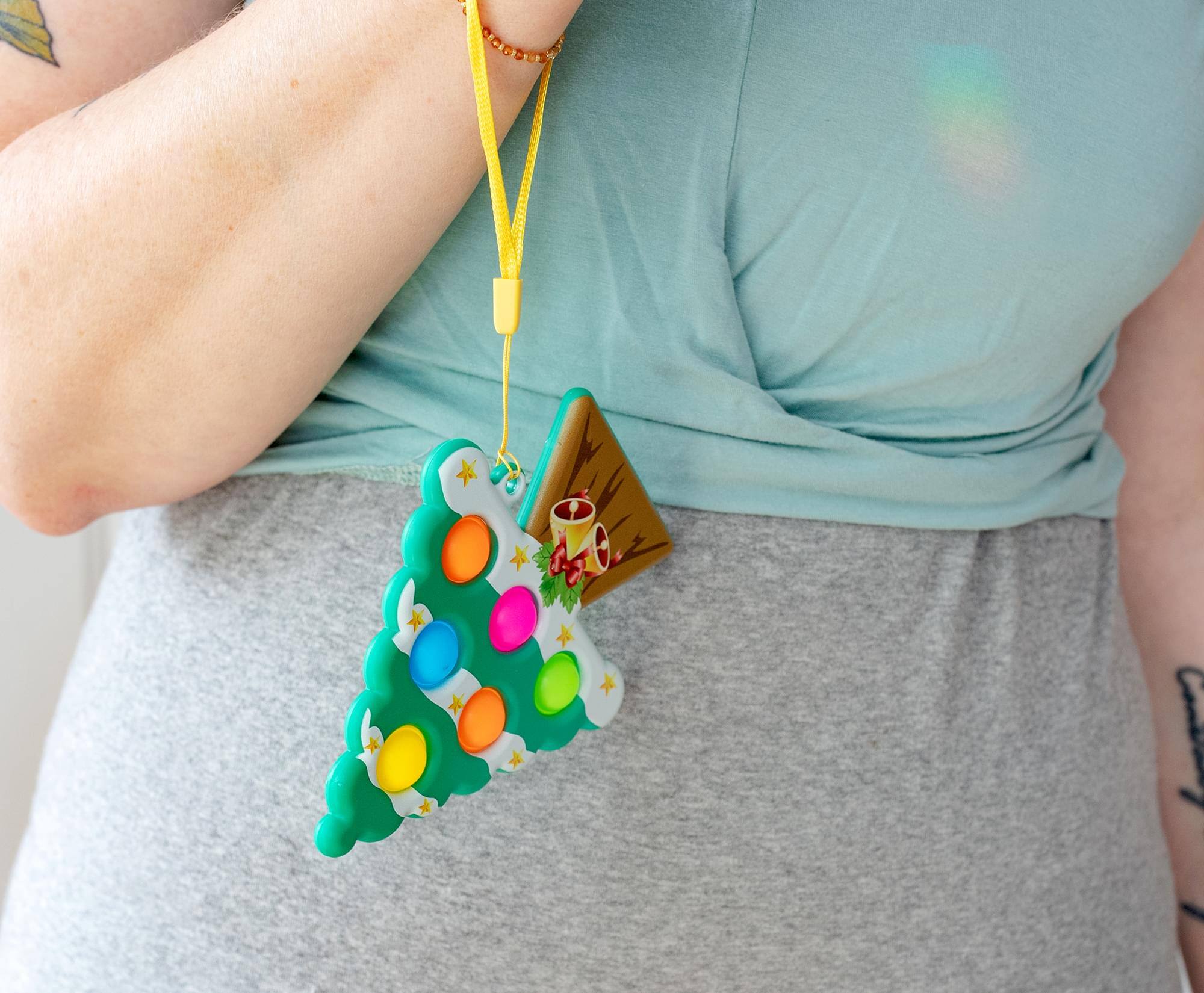 Alt View 5. Toynk - Pop Fidget Toy Holiday Tree 6-Button Bubble Popping Game - Green.