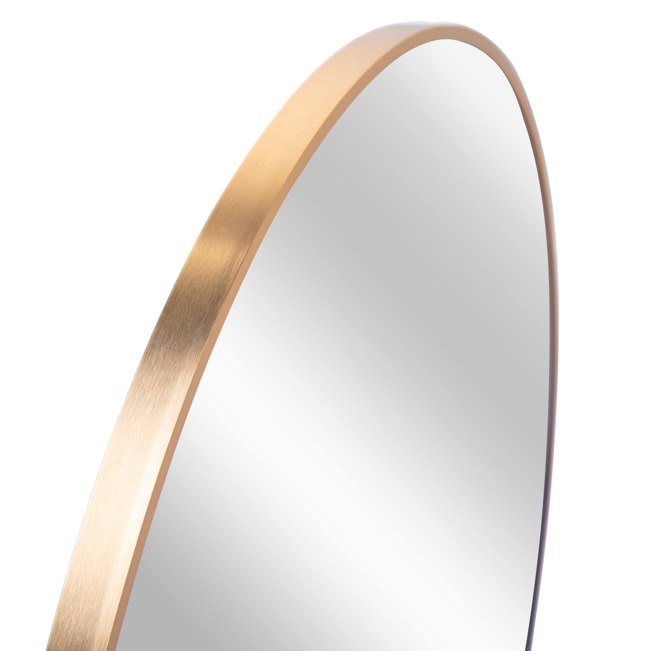 Left. BreeBe - Gold 20 Inch Metal Round Bathroom Mirror - Gold.