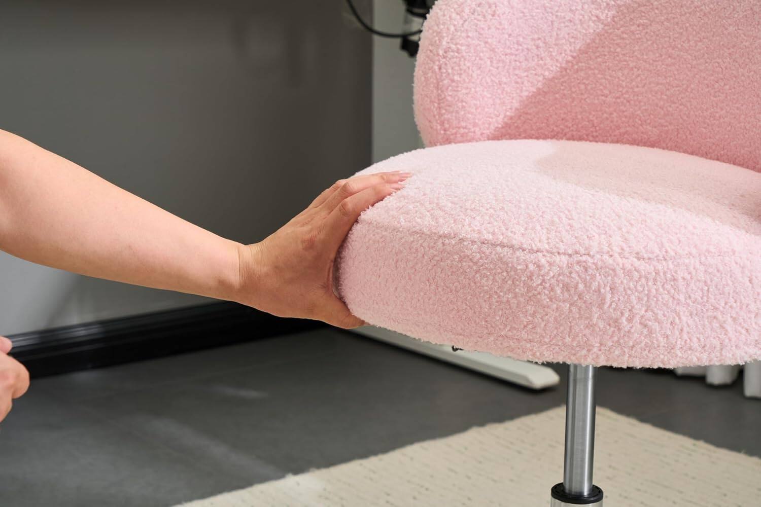 Alt View 3. Winado - Small Swivel Desk Chair Comfy no Wheels,Ergonomic Support Vanity Nail Tech Computer Task Stool Chair for Home Office - Pink.