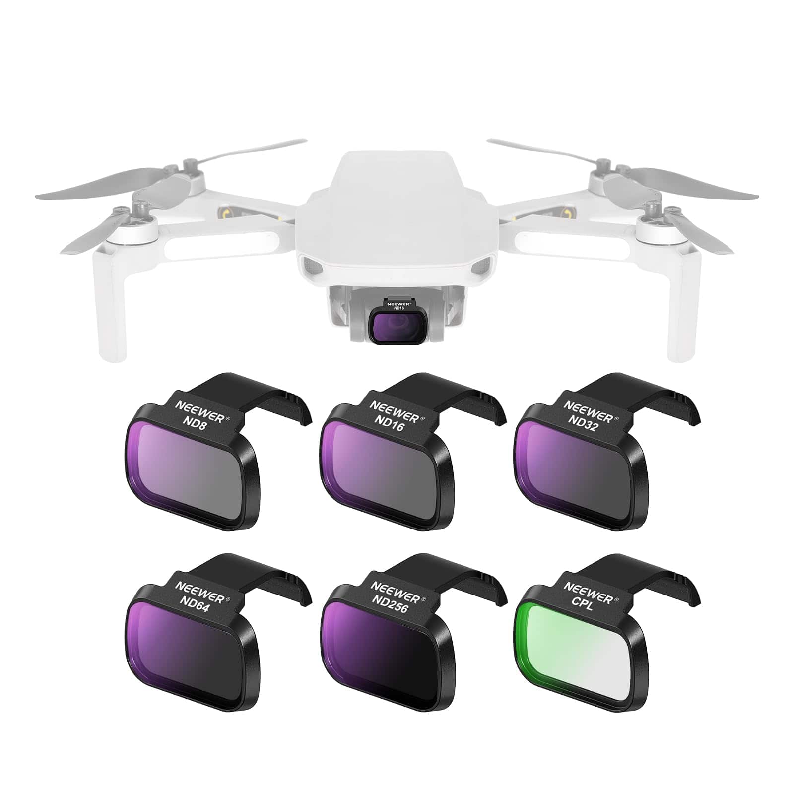 Neewer - 6-Pack ND/CPL Filter Set for DJI Drones - Snap-On Filters for Mini 4K, Mavic & SE Models