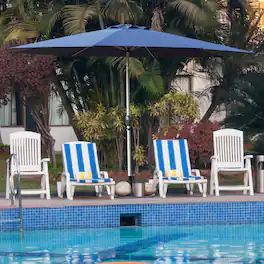 Mondawe - 10FT Patio Umbrella with Push Button Tilt and Crank - Navy Blue