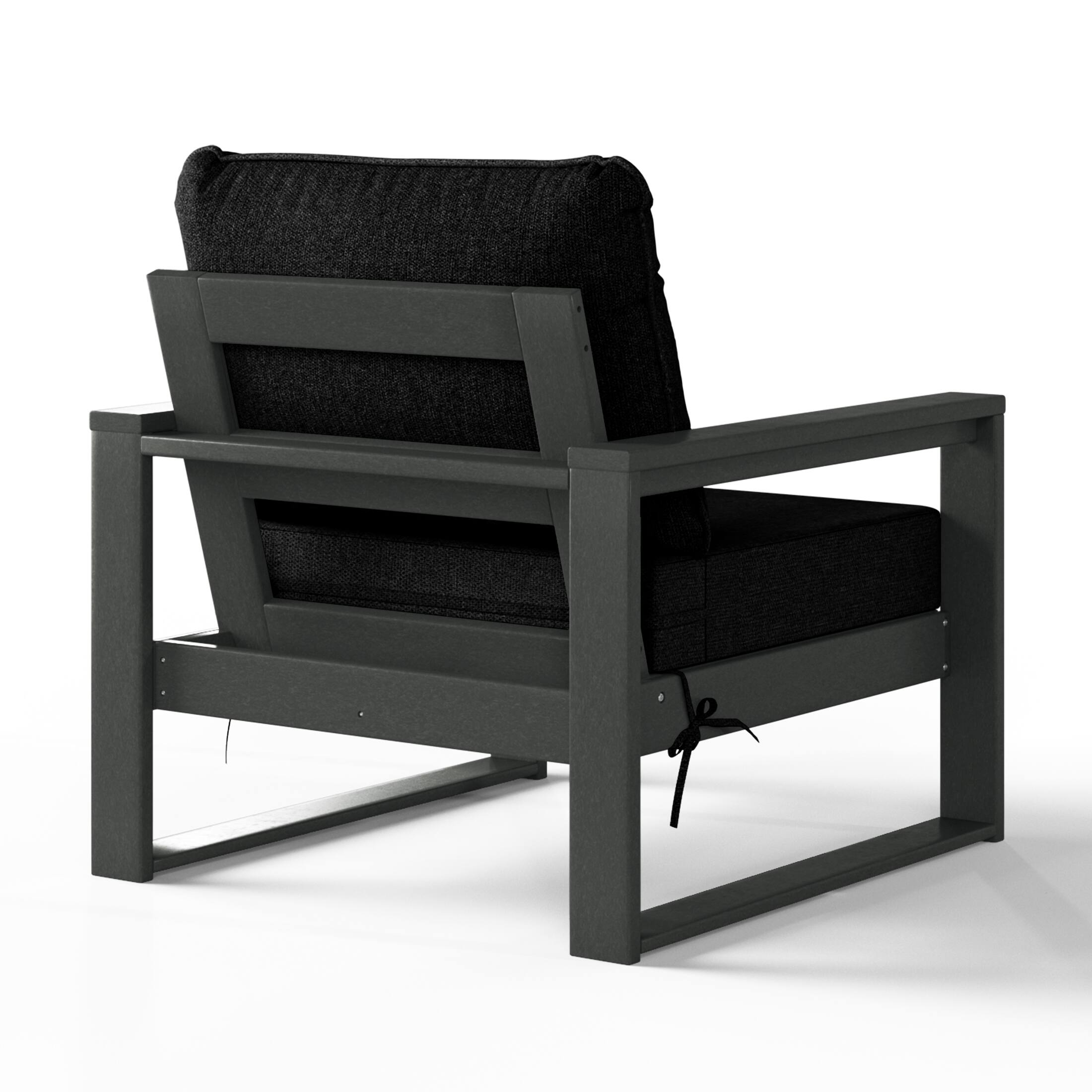 Alt View 1. WestinTrends - WestinTrends Montara Outdoor Modern HDPE Patio Club Chair with Waterproof Deep Seat Cushions (Set of 2) - Black.