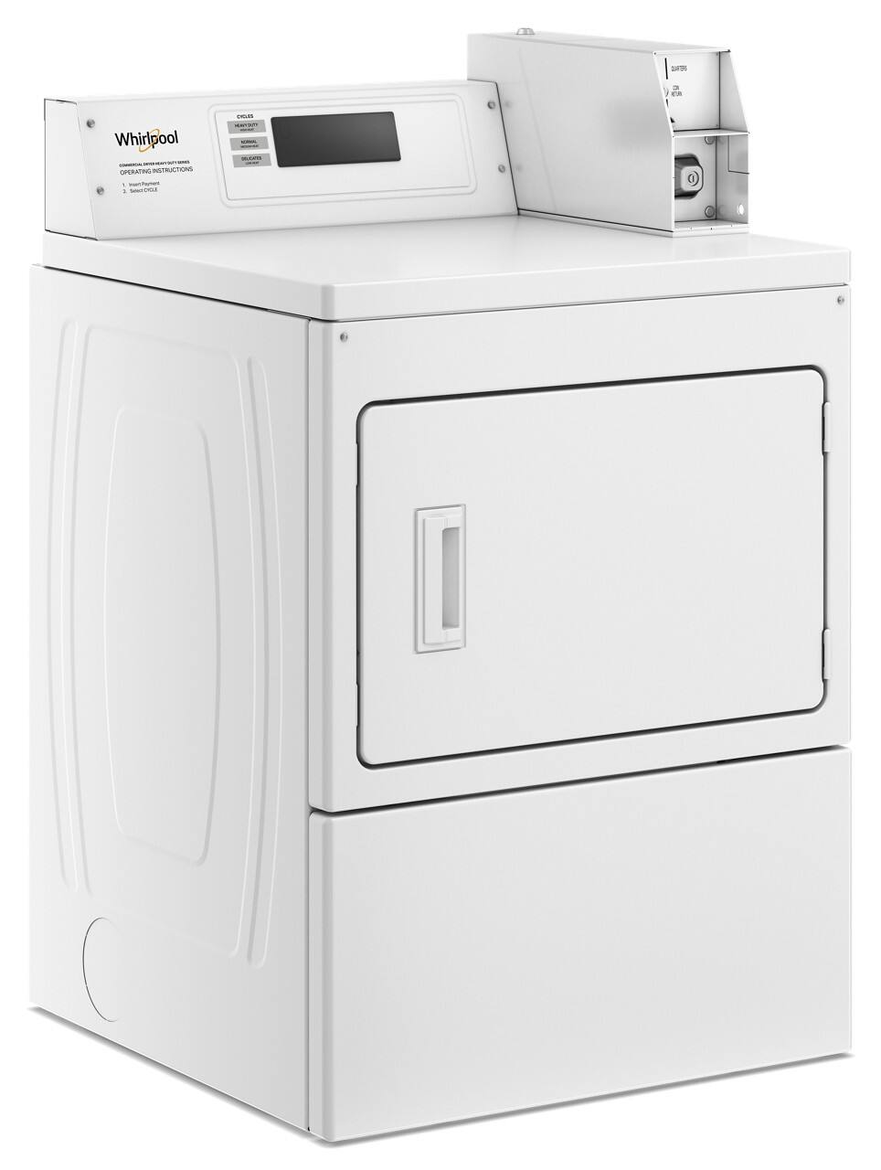 Whirlpool  
Commercial Front-Load Washer  
Operating Instructions  
2.5m³ Capacity  

Cycles:  
- Heavy Duty  
- Normal  
- Delicate  

Filters:  
- Drain Filter  
- Water Filter