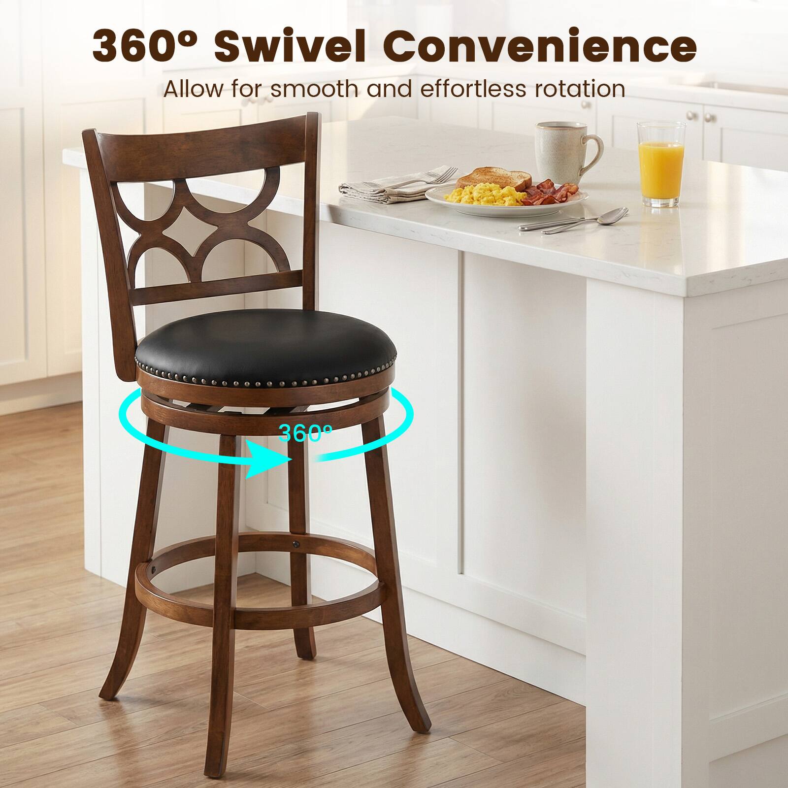 360° Swivel Convenience  
Allow for smooth and effortless rotation