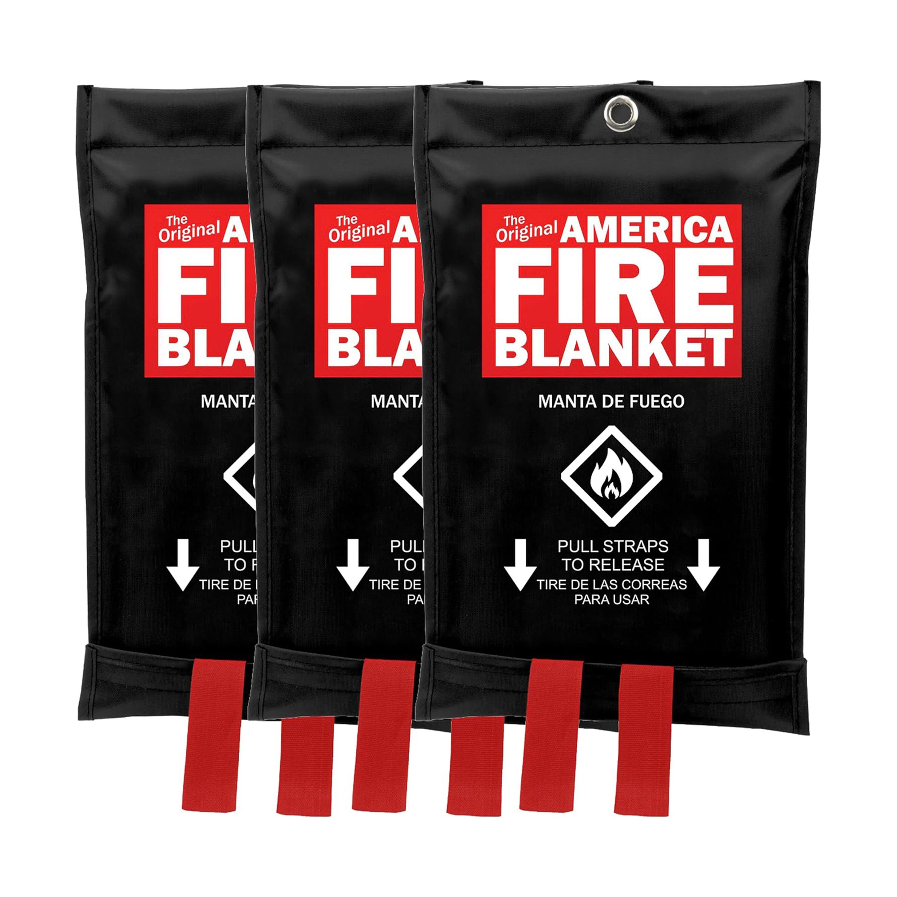 The Original America Fire Blanket  
Manta de Fuego  

Pull straps to release  
Tire de las correas para usar