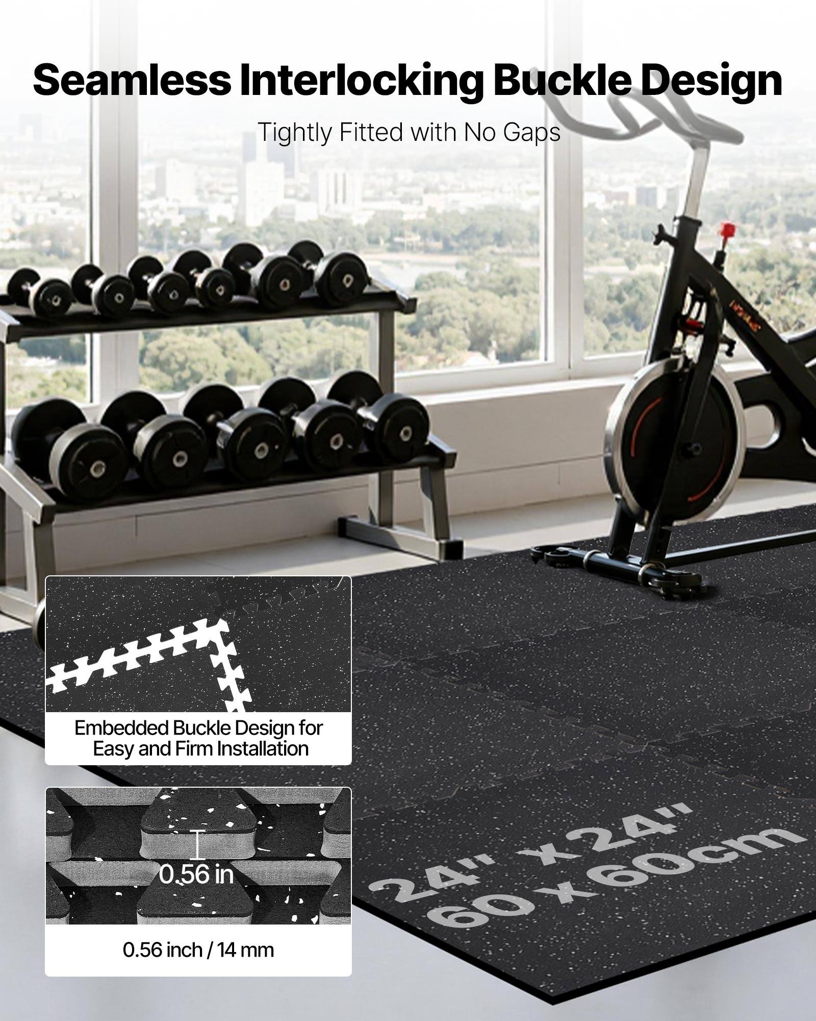 Seamless Interlocking Buckle Design  
Tightly Fitted with No Gaps  

Embedded Buckle Design for Easy and Firm Installation  

0.56 inch / 14 mm  

24" x 24"  
60 x 60 cm